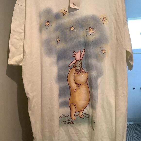 Deadstock brand new toy tags Pooh Piglet Vintage 90s Disney T-Shirt on size fits - Picture 5 of 7